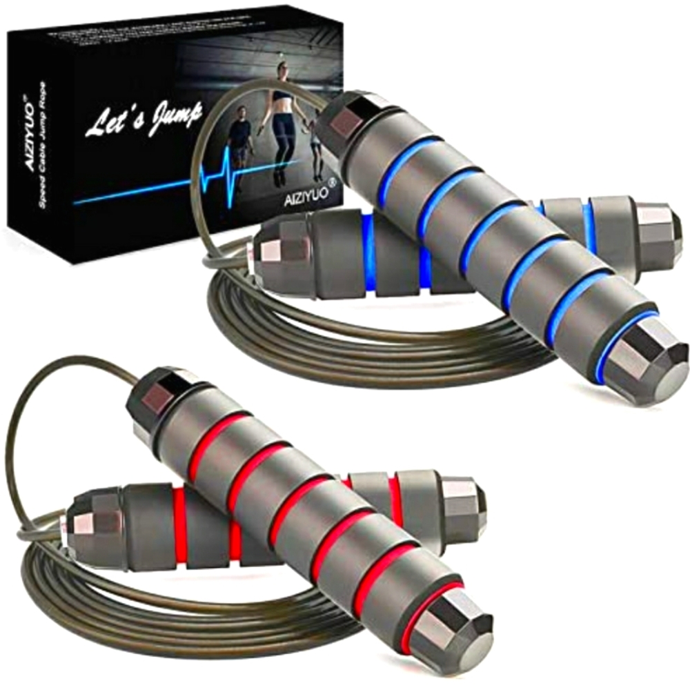 New Jump Rope Ball Bearings Tangle Free Rapid Speed Cable Skipping Rope Set of 2